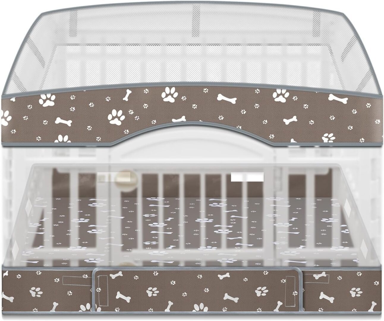 Pet-themed playpen with paw and bone design.