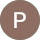 Brown circle with letter "P" inside.