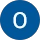 Blue circle with white letter "O".