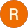 Orange circle with the letter "R".