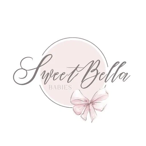 Sweet Bella Babies logo with pink bow.